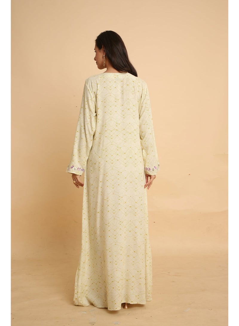 HANA & SARA Trendy Luxe Printed Arabic Jalabiya Dress For Women - Image 2