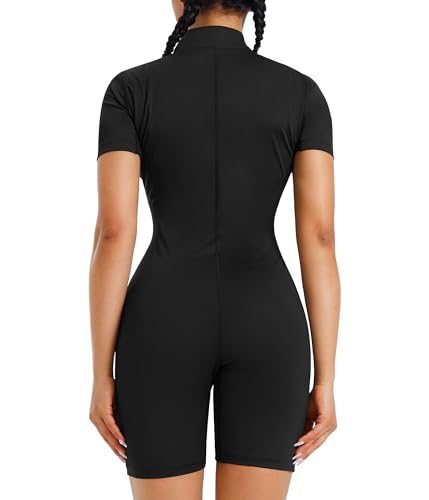 Junlan Sauna Suit for Women Full Body Jumpsuit Waist Trainers for Women Belly Fat Workout Sweat Suit(Black,Large) - Image 3