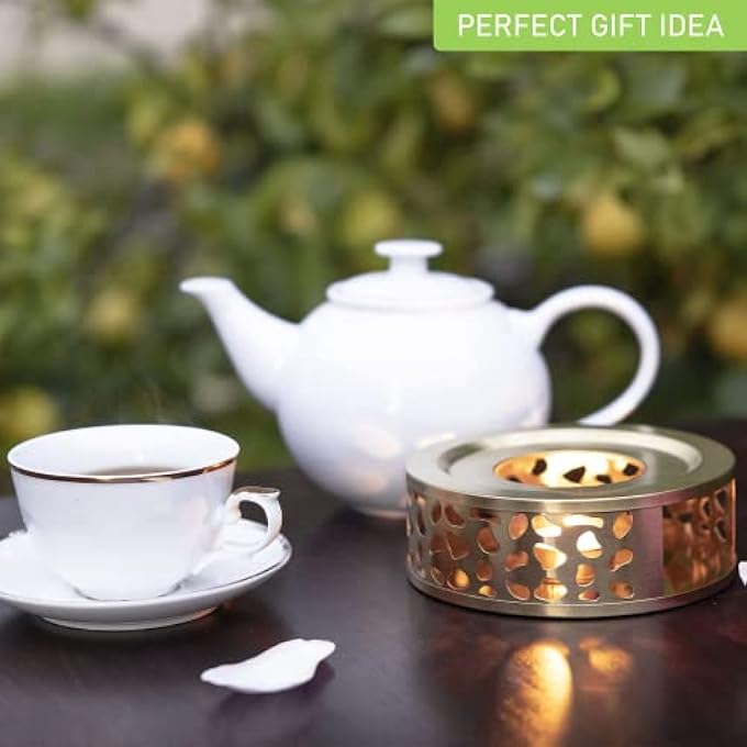 SYOSI Tea Trivet Gold Stainless Steel Teapot Warmer Base For Glass Ceramic Teapots And Other Heatproof Pots Warming Use - Image 4