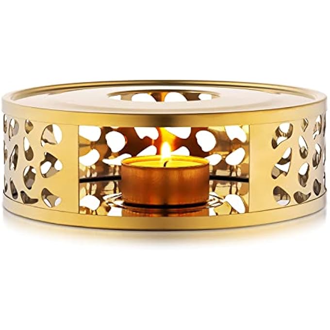 SYOSI Tea Trivet Gold Stainless Steel Teapot Warmer Base For Glass Ceramic Teapots And Other Heatproof Pots Warming Use - Image 1