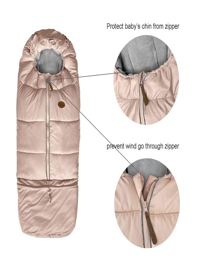 CozyMe Waterproof Winter Comfortable Thick Coral Fleece Universal Stroller Footmuff,Length Adjustable Good for All Toddler,Anti-Kicking, Anti-Slipy Baby Stroller Bunting Bag 0-5T - Image 4
