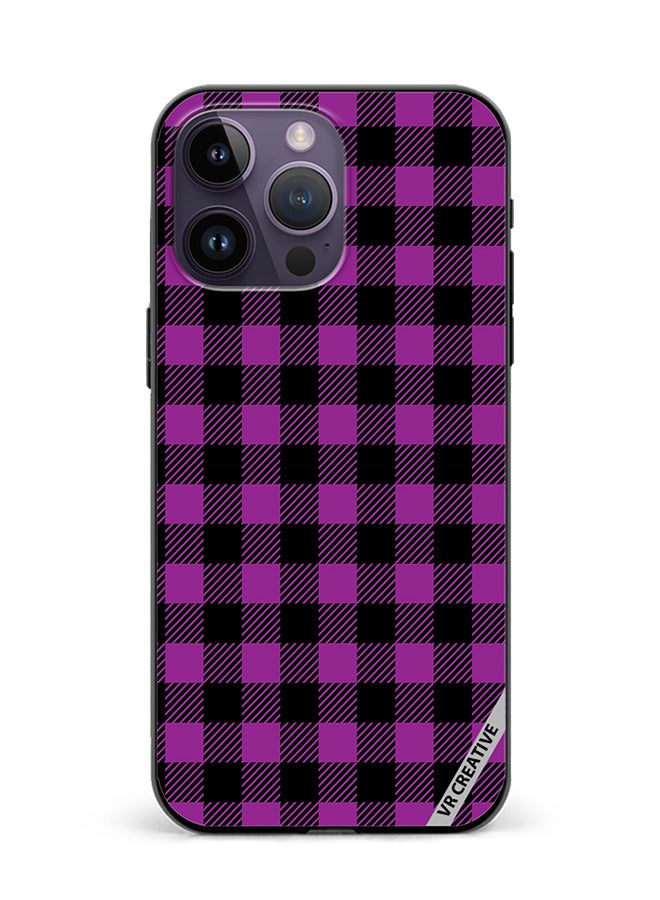 VR CREATIVE Protective Case Cover For Apple iPhone 16 Pro Max Purple And Black Chequered Seamless Pattern Design Multicolour