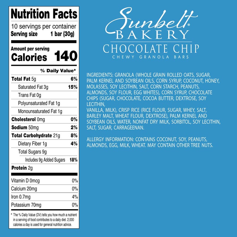 Sunbelt Bakery Chewy Chocolate Chip Granola Bars, 1.1 oz Bars, 15 Count - Image 4
