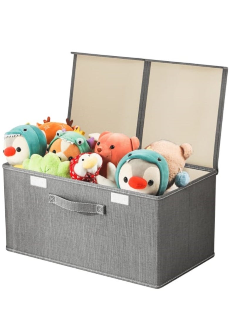 SYKON Storage Box Organizer Large with Lid 2 Compartments Collapsible Toy Box Storage Bin for Playroom, Multipurpose Premium Oxford Fabric Organizer for Toys, Clothes, Books & More with Reinforced Handle  - Image 5