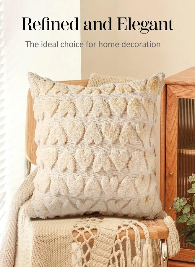 Kokaaee Embroidered Throw Pillow Cover - 18x18 Outdoor Decorative Pillow Covers with Zipper for Couch Sofa Bedroom Aesthetic Heart Soft Cozy Cotton Pillowcase Covers with Patterned - Image 5