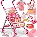 YIYBM Baby Doll with Stroller Set with 125 Baby Dolls Handbag 2 Sets Doll Clothes and 16 PCS Doll Accessories Baby Stroller Toys for Toddler Girls Kids Ages 35 46 for Pretend Play - Image 2