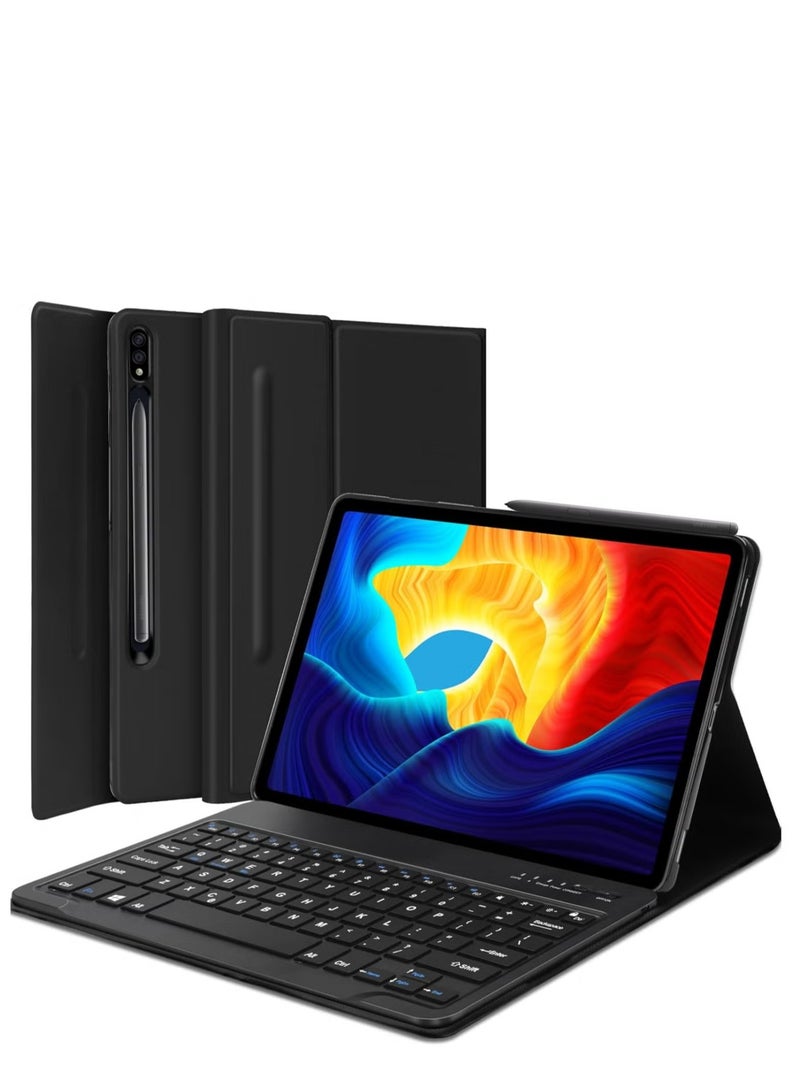 JAJEEK Samsung Galaxy Tab S8 Plus / S7 FE / S7 Plus 12.4 inch Keyboard Case – Detachable Magnetic Bluetooth Keyboard with Protective Cover, Supports S Pen Charging, Black – Perfect for Tab S8+ 2022, S7 FE 2021, S7+ 2020 - Image 1