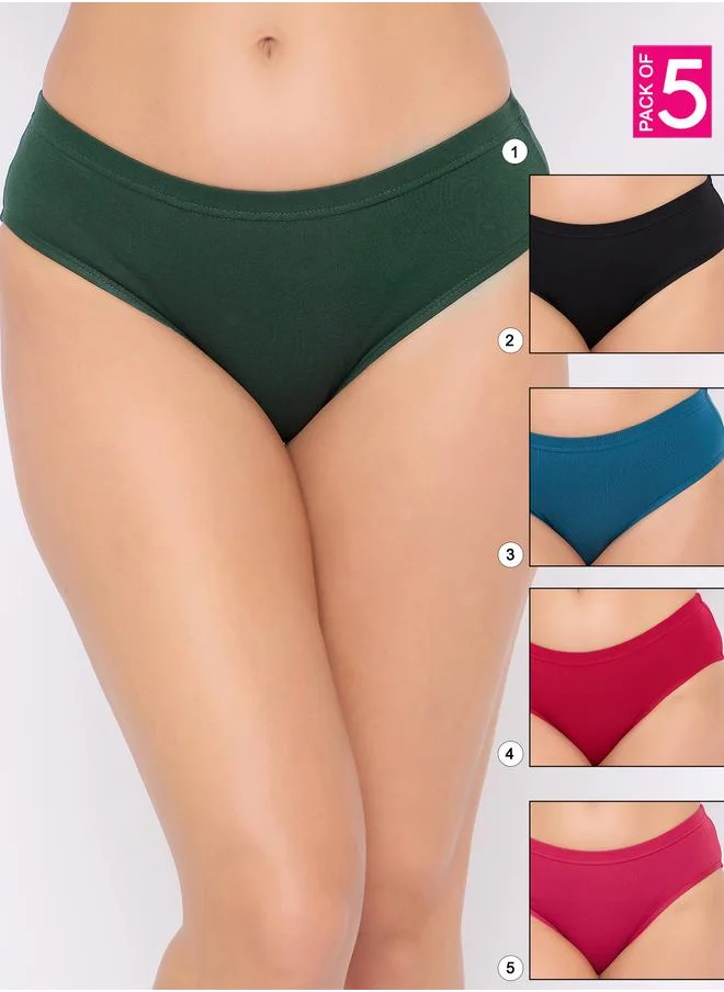 Clovia Clovia Set of 5 - Mid Rise Hipster Panties with Inner Elastic