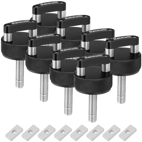 Racewill 8PCS Black Hard Top Quick Removal Fastener Thumb Screws with Nut Plates Compatible with 2021-2024 Ford Bronco 2dr/4dr, 2007-2022 Jeep Wrangler JK JKU JL JLU/Gladiator JT - Image 1