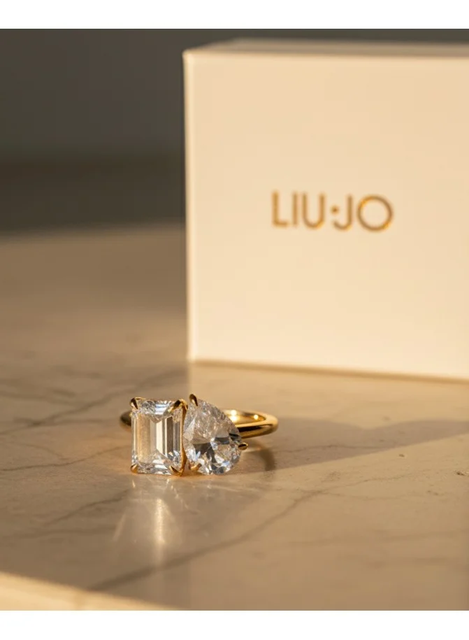 Liu Jo  Liu Jo Dereh Gold Ring with Clear Stone - LJ2550 for Women | Best Price UAE