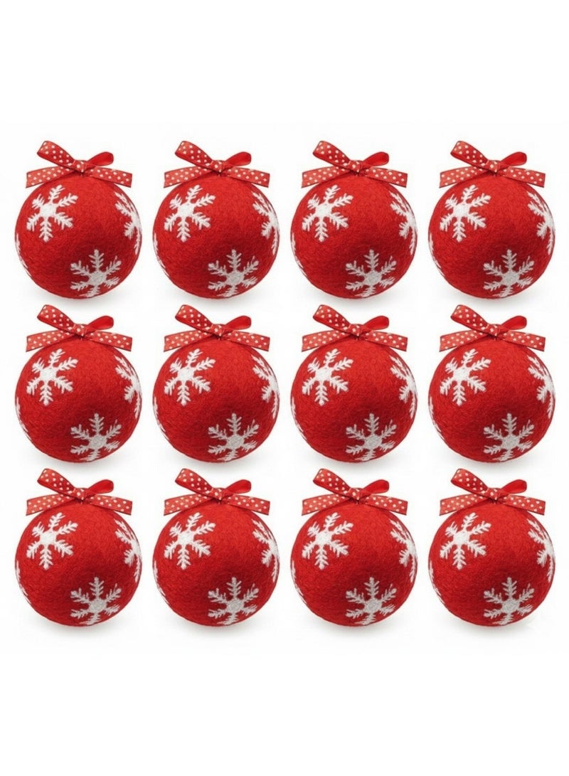 Christmas Tree Decoration .  Cozy Snowdrift Tree Ornament 12 pcs (red) - Image 1
