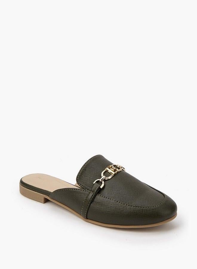 Flora Bella By Shoexpress Textured Chain Detail Slip-On Mules - Image 1