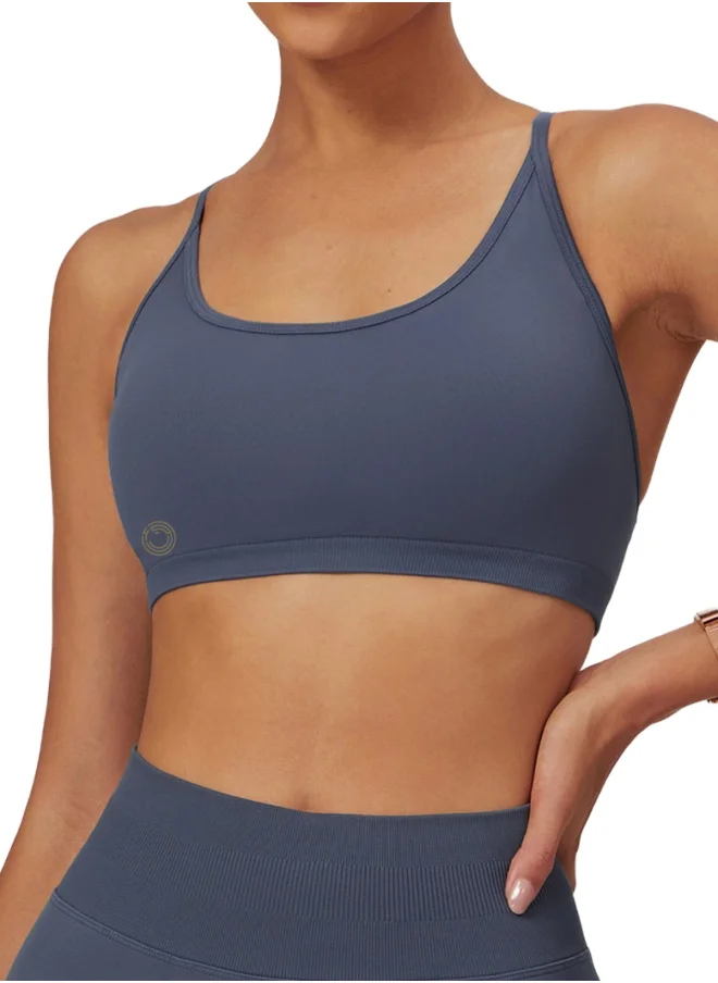 كون.يوغا Womens Striped Back Sports Bra