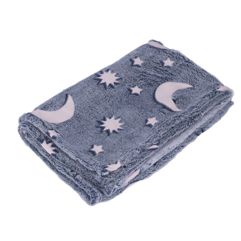 Glow In The Dark Blanket: Gray Blue Polyester, Long-Lasting Luminous, Soft Cozy Luminous Blanket - Durable Non-Shedding Glowing Blanket For Kids Bedroom, Home, Office - Image 2