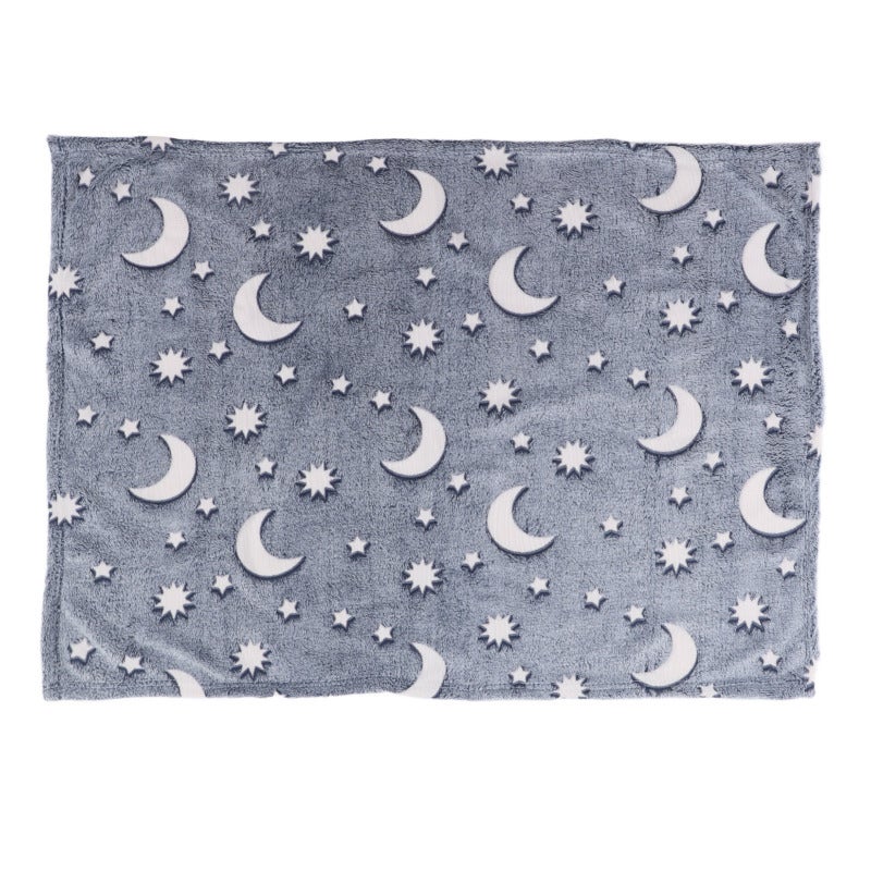 Glow In The Dark Blanket: Gray Blue Polyester, Long-Lasting Luminous, Soft Cozy Luminous Blanket - Durable Non-Shedding Glowing Blanket For Kids Bedroom, Home, Office - Image 3