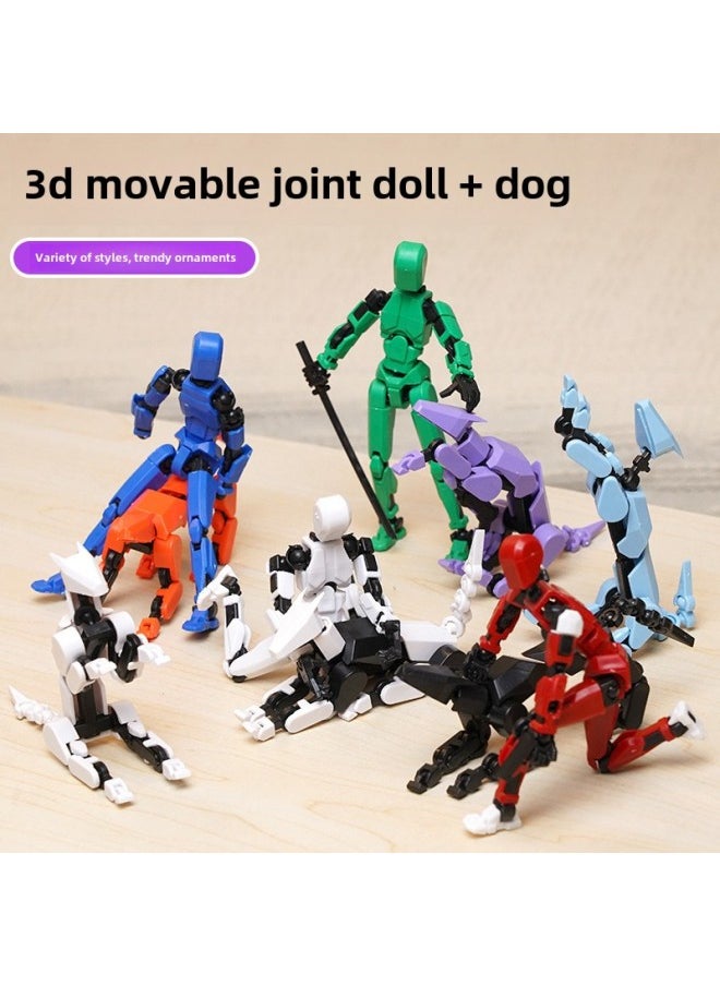 null - TikTok 3D Printing Robot Model Multi-joint Movable Assembled Doll Dog Digital Human Deformation Toy-Color:Transparent Multi-joint Action Figure (need To Be Assembled By Yourself) - Image 1
