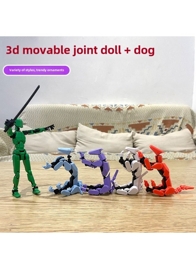 null - TikTok 3D Printing Robot Model Multi-joint Movable Assembled Doll Dog Digital Human Deformation Toy-Color:Transparent Multi-joint Action Figure (need To Be Assembled By Yourself) - Image 1