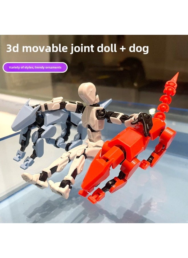 null - TikTok 3D Printing Robot Model Multi-joint Movable Assembled Doll Dog Digital Human Deformation Toy-Color:Transparent Multi-joint Action Figure (need To Be Assembled By Yourself) - Image 1