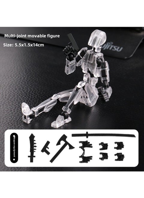 TikTok 3D Printing Robot Model Multi-joint Movable Assembled Doll Dog Digital Human Deformation Toy-Color:Transparent Multi-joint Action Figure (need To Be Assembled By Yourself)