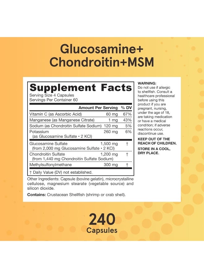jarrow formulas Glucosamine + Chondroitin + Msm 240 Capsules  - Image 4