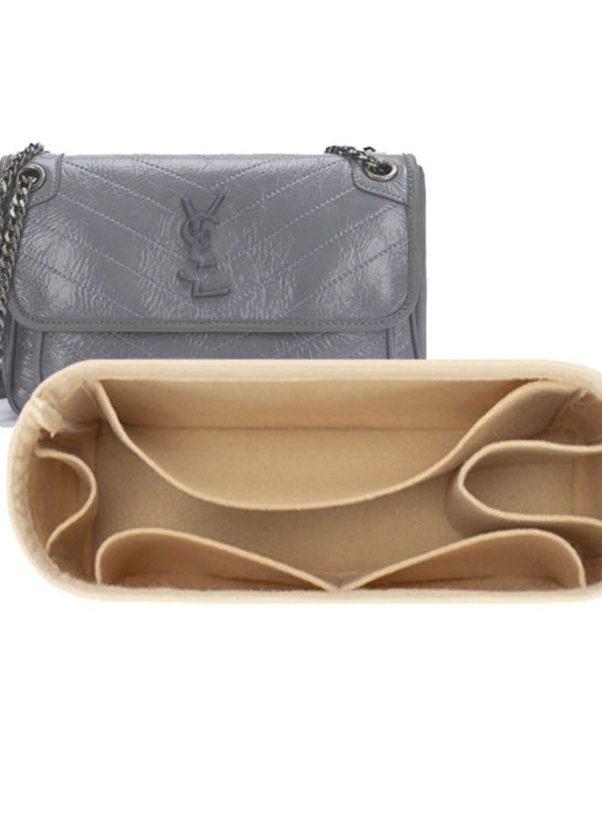 Lckaey Purse bag organizer for ysl bag insert with chain clutch niki medium camera tote organizer 2043beige-M - Image 1