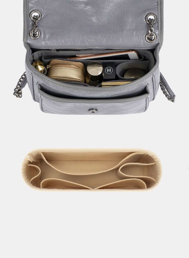 Lckaey Purse bag organizer for ysl bag insert with chain clutch niki medium camera tote organizer 2043beige-M - Image 2