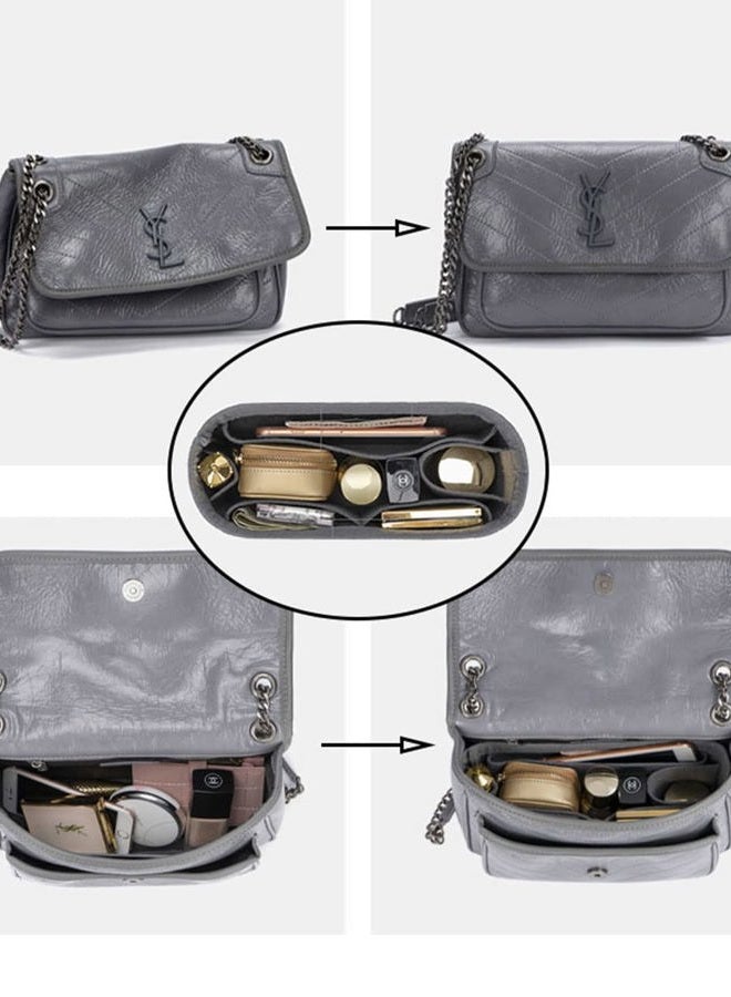Lckaey Purse bag organizer for ysl bag insert with chain clutch niki medium camera tote organizer 2043beige-M - Image 4