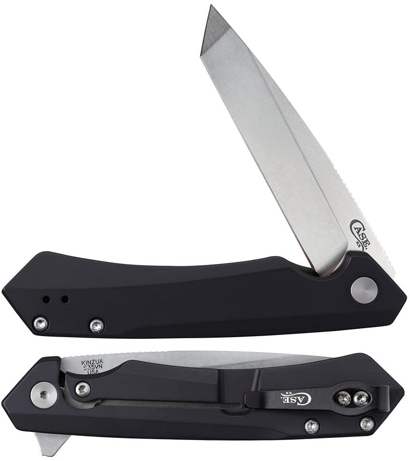 Case XX WR Pocket Knife Kinzua EDC S35VN Tanto Blade Black Anodized Aluminum Handle WClip 64665 KINZUA 4 34 Inches Closed