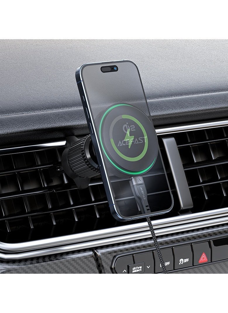 ACEFAST Fast Qi2 Wireless Charger Magnetic Car Holder D33 – 15W High-Speed Charging, Strong Magnet, 360° Adjustable Air Vent Mount, One-Hand Operation, Compatible with MagSafe and Qi-Enabled Devices - Image 4
