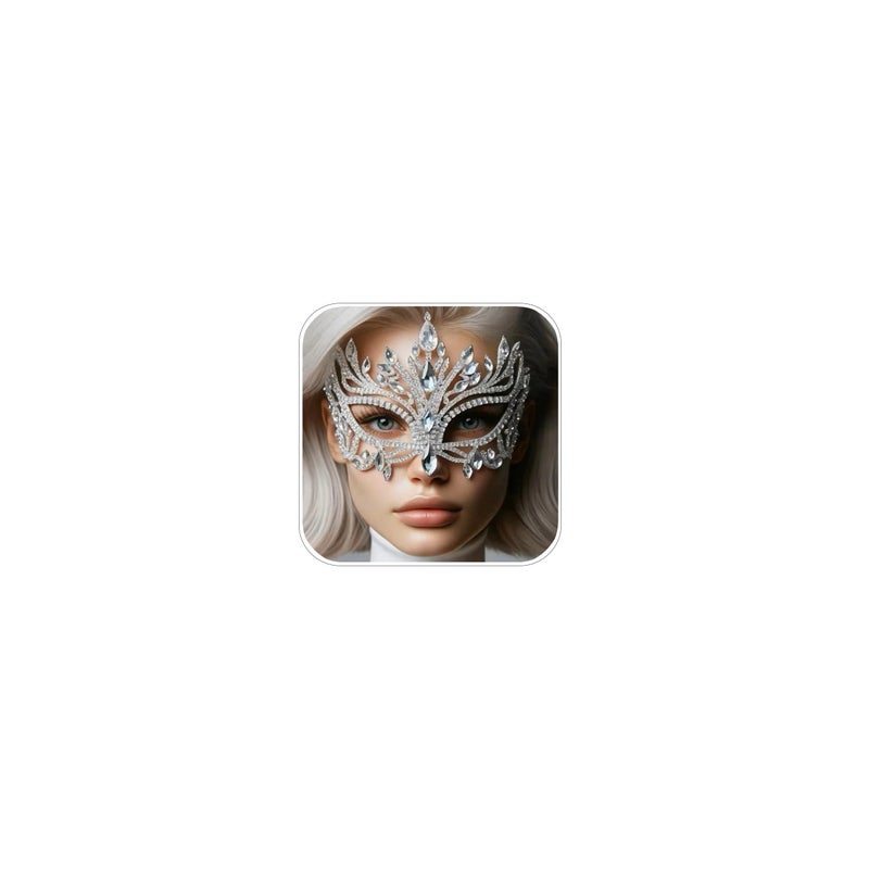 XSBODY Silver Masquerade Mask for Women Couples, Half Costume Venetian Mardi Gras Mask for Masquerade Party Rhinestone Face Masks Jewelry 80s Outfit Carnival Prom Ball Accessories Gifts - Image 1