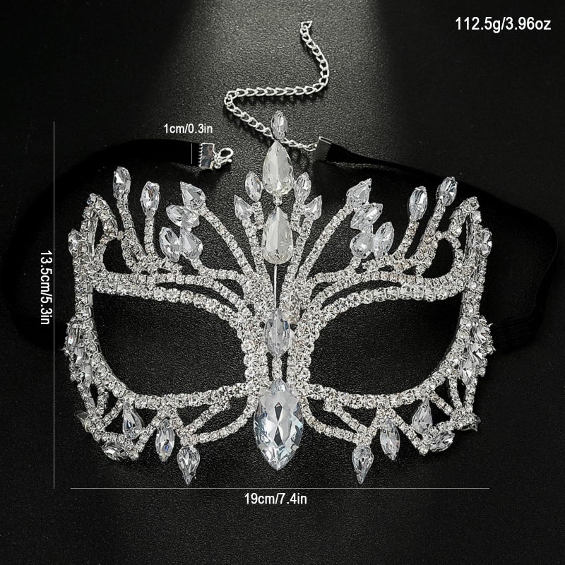 XSBODY Silver Masquerade Mask for Women Couples, Half Costume Venetian Mardi Gras Mask for Masquerade Party Rhinestone Face Masks Jewelry 80s Outfit Carnival Prom Ball Accessories Gifts - Image 3