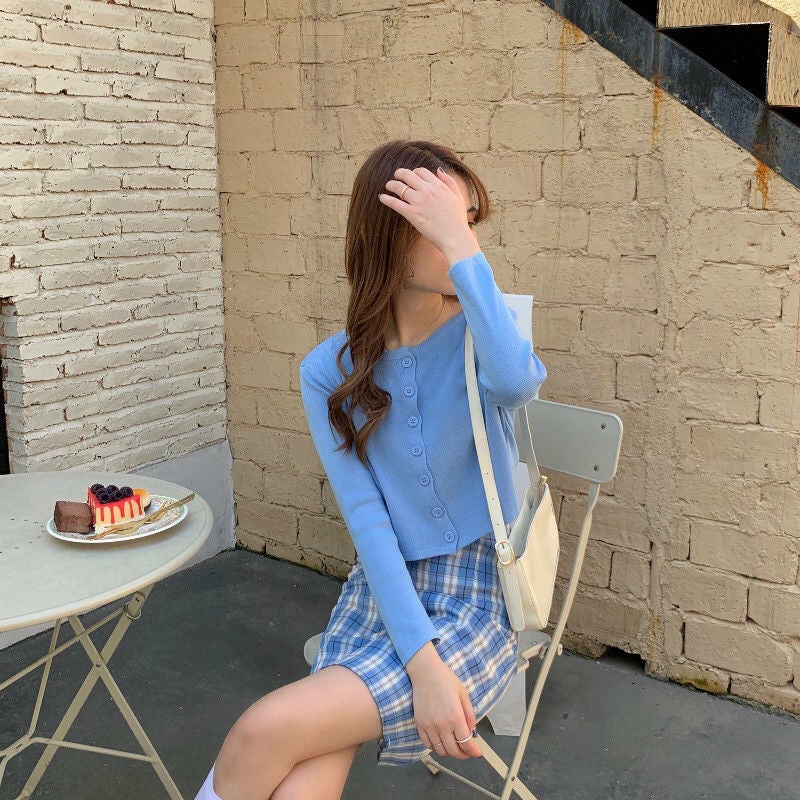Plaid Dress Womens 2024 New Autumn Tight Waist Slimming Elegant Chanel Style Color-matching Strap Base Short Skirt Little Blue Coat