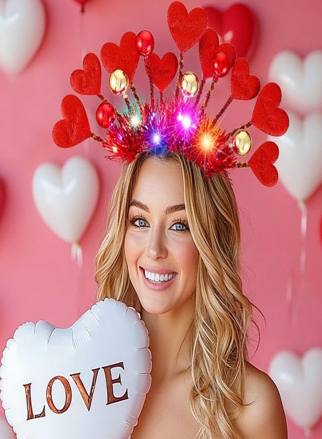 CLOACE Valentines Day Headband Light Up Love Heart Headbands Hair Hoop LED Party Featival Hair Accessories for Women - Image 2