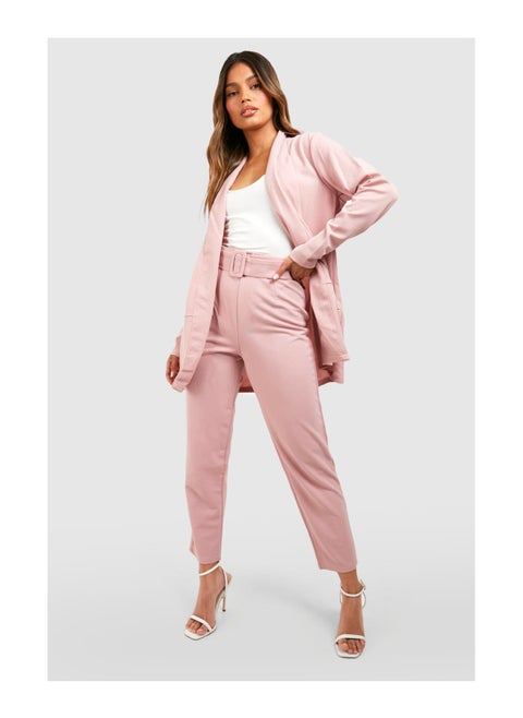 Tailored Blazer And Self Fabric Belt Trouser Suit