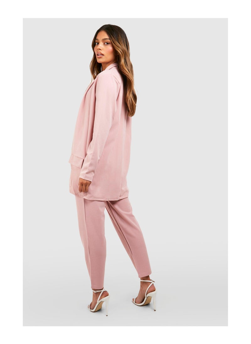 Tailored Blazer And Self Fabric Belt Trouser Suit