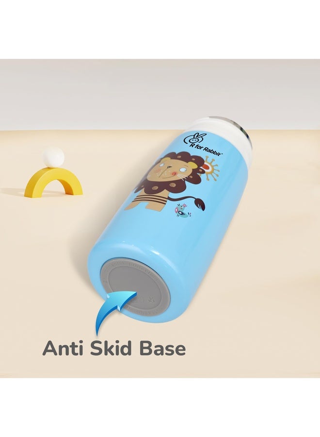 R for Rabbit Steebo Safari Premium Stainless Steel Water Sipper for Baby, Spill Proof BPA Free Soft Silicone Straw Drinking Sipper for Kids of 12+ Months (500ml, Blue Lion) - Image 5