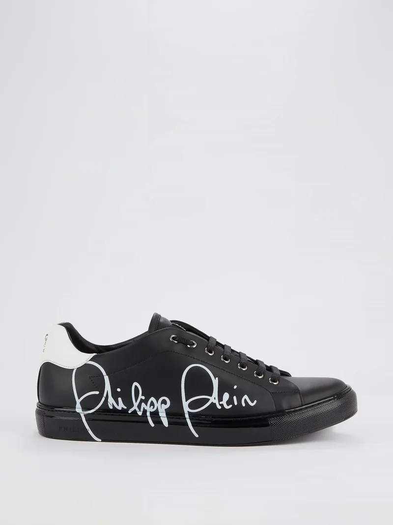 PHILIPP PLEIN Black Low Top Signature Sneakers