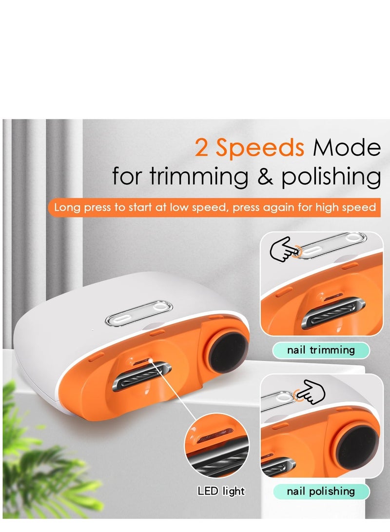 Electric Nail Clipper, Automatic Nail Clipper, Electric Nail Grinder, Baby Nail Trimmer, LED Light Electric Nail Trimmer for Baby, Kids, Adults, Seniors, Manicure Set, Baby Nail Kit Portable Orange - Image 3