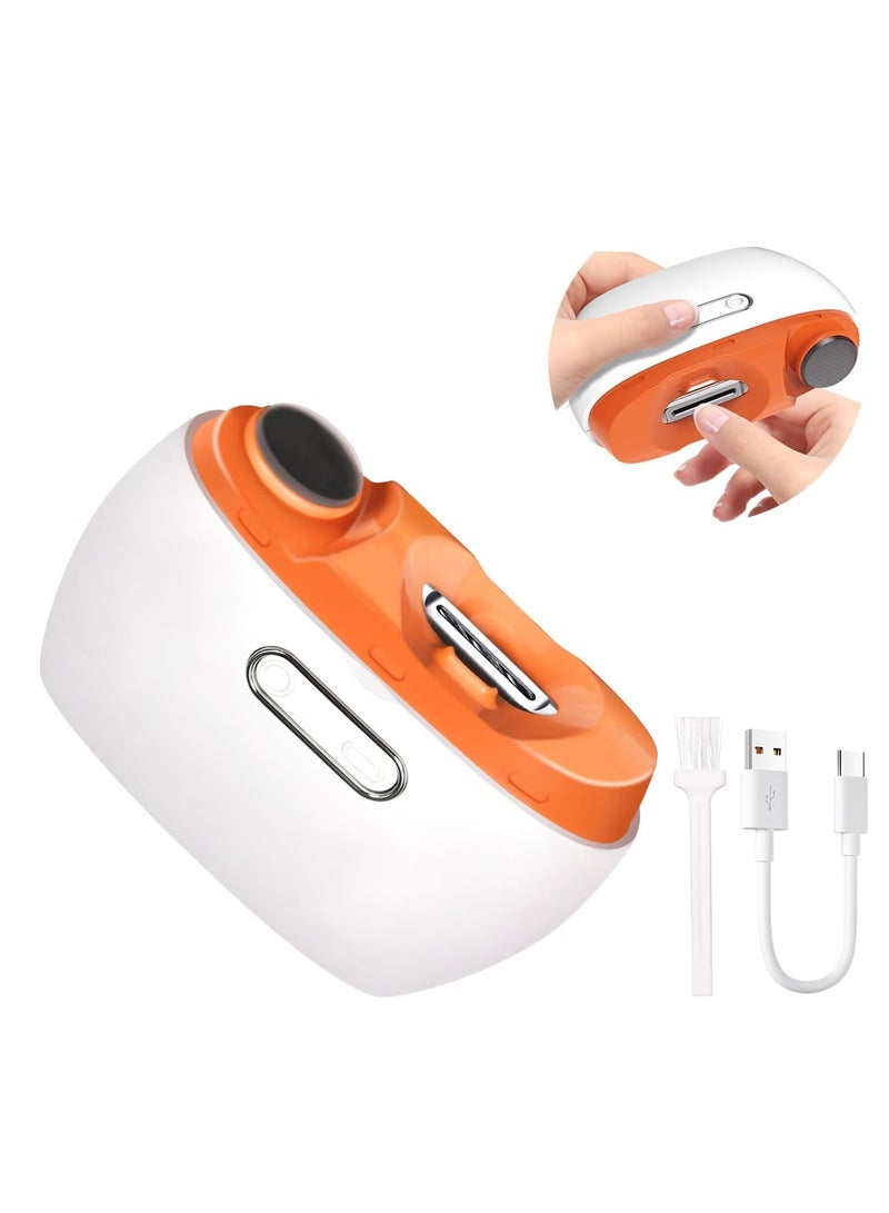 Electric Nail Clipper, Automatic Nail Clipper, Electric Nail Grinder, Baby Nail Trimmer, LED Light Electric Nail Trimmer for Baby, Kids, Adults, Seniors, Manicure Set, Baby Nail Kit Portable Orange - Image 1