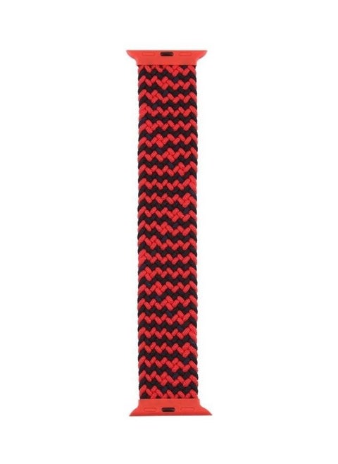 Plastic Buckle Mixed Colour Nylon Braided Single Loop Replacement Watchbands for Apple Watch Series 7/6/SE/5/4/3/2/1 42/44/45mm, Size:Xl Ripple Black/Red