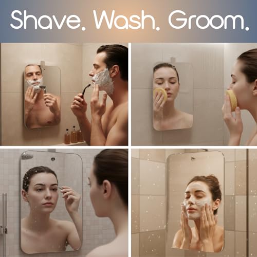 SereniBath Shower Mirror - Fogless for Shaving & Washing Your Face - Anti-Fog - for Men & Women - Exfoliate, Scrub and Groom Your Face - Image 2