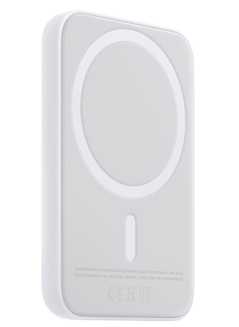 MagSafe Compatible Battery Pack for iPhone 14 Pro Max, Up to 15W Wireless Charging, Non-Interference with Cards & Fobs, White