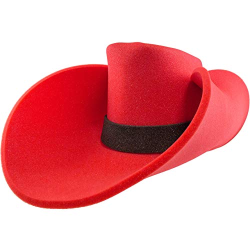 FUNSTITUTION Cowboy Hat - Giant Foam Hat - Oversized Cowboy Hat - Red - For Adults and Kids - Hilarious Hat - Large - Polyurethane Foam - All Ages - Image 1