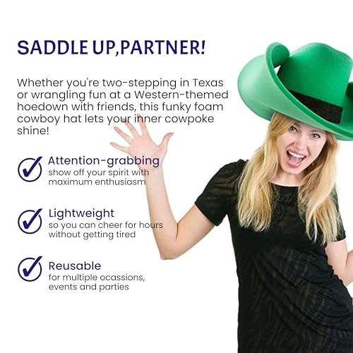 FUNSTITUTION Cowboy Hat - Giant Foam Hat - Oversized Cowboy Hat - Red - For Adults and Kids - Hilarious Hat - Large - Polyurethane Foam - All Ages - Image 2