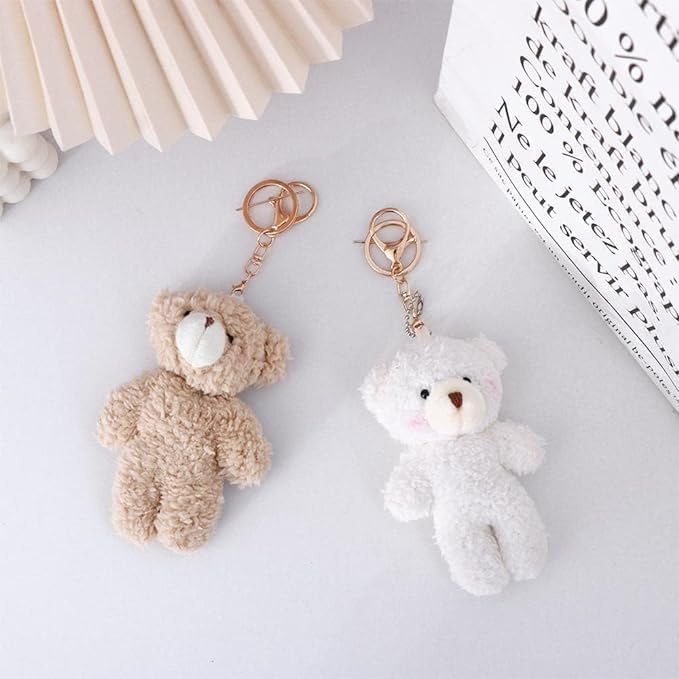 DPWOUM Brown Bear Pink Heart Keychain, Keychain Soft Cotton Key Chain DIY, Crafts Stuffed Animals, Bear, Car Accessories - Image 4