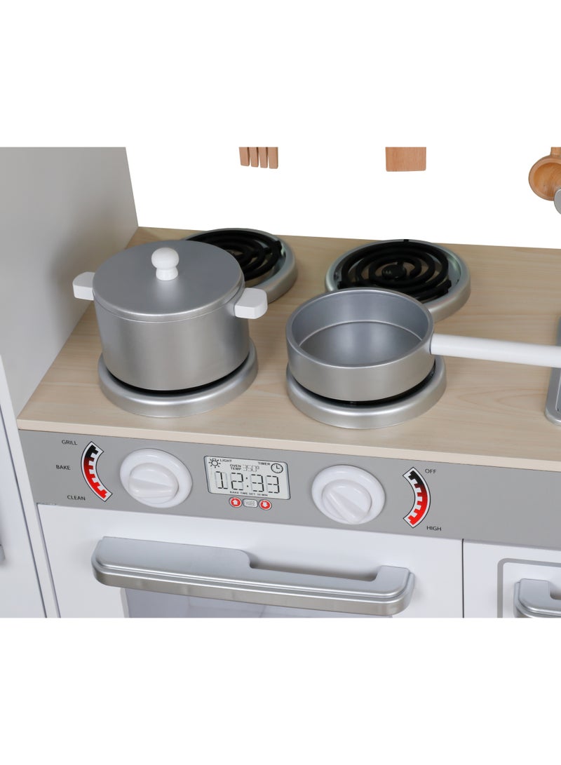 Kikibebe Children’S  Wooden Kitchen Playset Encourages Creativity, Imagination & Life Skills Through Play-White - Image 3