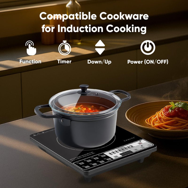 CADLEC CookEase 2000W Induction Cooktop | 8 Cooking Modes, Auto Shut-Off, Over-Heat Protection, LED Display, BIS Approved, 2-Year Warranty | Black - Image 3