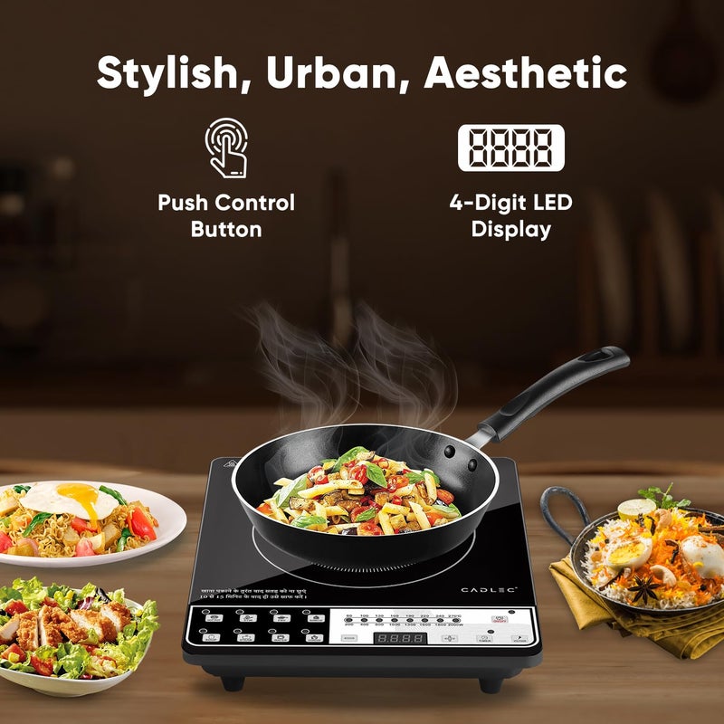 CADLEC CookEase 2000W Induction Cooktop | 8 Cooking Modes, Auto Shut-Off, Over-Heat Protection, LED Display, BIS Approved, 2-Year Warranty | Black - Image 4