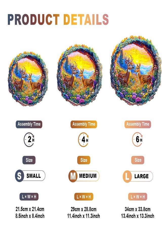 DOCRAGI Wooden Puzzles for Adults - Deer Among Flowers Wooden Jigsaw Puzzle - Unique Animal Shaped Wood Puzzles Adult - Christmas Birthday Gifts for Adults/Friends/Family - 200pcs 11.4 * 11.3in - Image 3