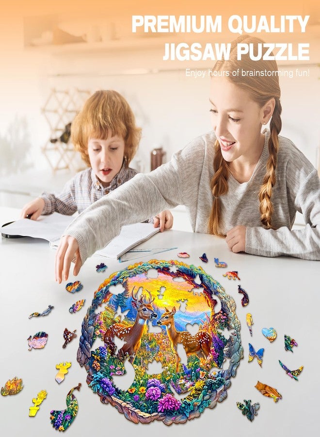 DOCRAGI Wooden Puzzles for Adults - Deer Among Flowers Wooden Jigsaw Puzzle - Unique Animal Shaped Wood Puzzles Adult - Christmas Birthday Gifts for Adults/Friends/Family - 200pcs 11.4 * 11.3in - Image 5